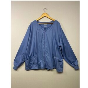 Medical Nursing Cherokee Workwear Women 4XL Blue Zip Front Core Stretch Jacket